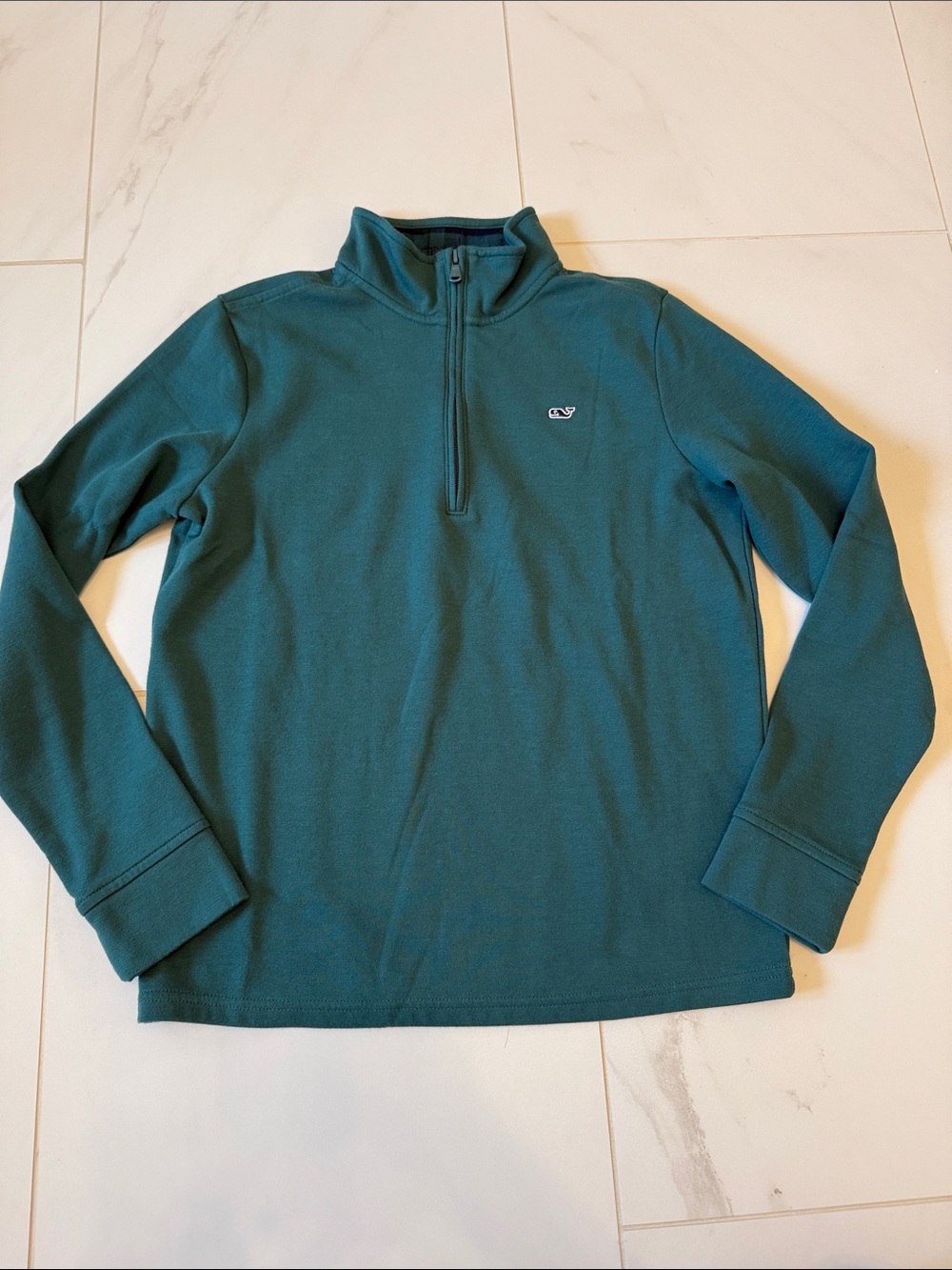 Vineyard Vines Men's Zip-Up Pullover in Teal Green